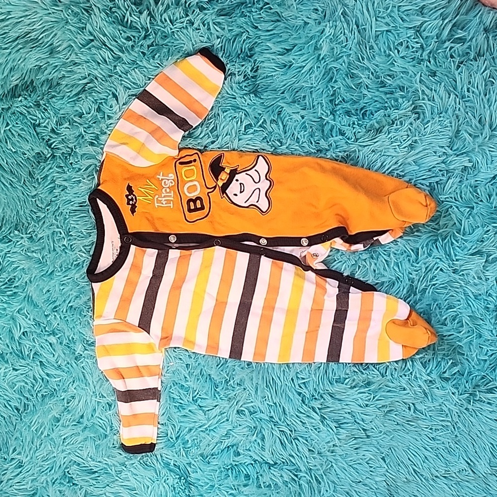 Buster Brown 0-3 button up footie "my first boo" Halloween sleeper footie